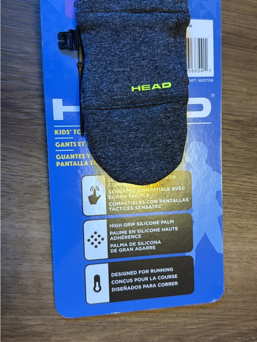 HEAD Kids' Touchscreen Mittens in Charcoal with Neon Yellow Accents